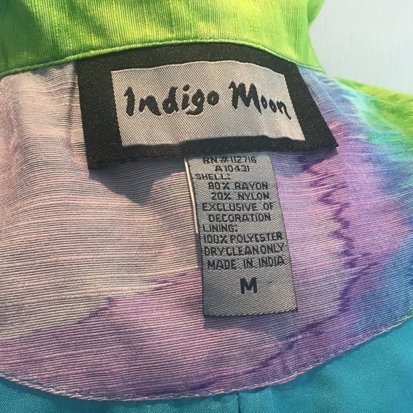 Indigo Moon embroidered and embellished jacket on watercolor effect cloth Medium - Picture 8 of 11